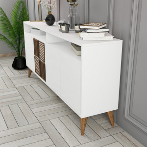 Comoda Model Milan, Alb, 160x35x78 cm - Img 3