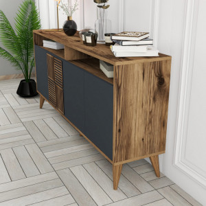 Comoda Model Milan, Nuc/Antracit, 160x35x78 cm - Img 3