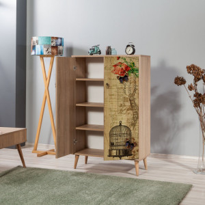 Comoda Model Multibox, Stejar sonoma, 80x36x127 cm - Img 3