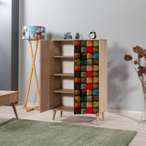 Comoda Model Multibox, Stejar sonoma, 80x36x127 cm - Img 3