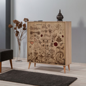 Comoda Model Multilux-731, Stejar sonoma, 95x36x111 cm - Img 1