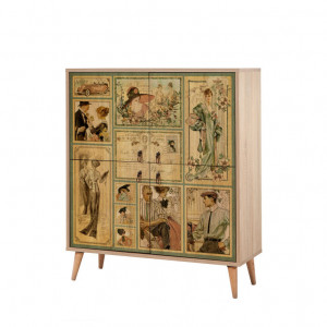 Comoda Model Multilux-732, Stejar sonoma, 95x36x111 cm - Img 5