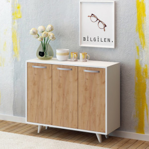 Comoda Model Piffa, Stejar/Alb, 100x35x82 cm - Img 2