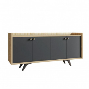 Comoda Model Piran, Antracit/Stejar, 150x40x75 cm - Img 4