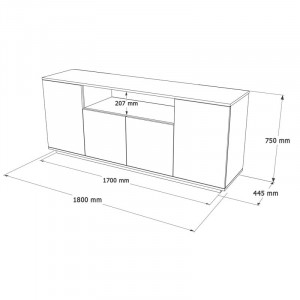 Comoda Model Placefol, Alb/Natur, 180x44.5x75 cm - Img 4