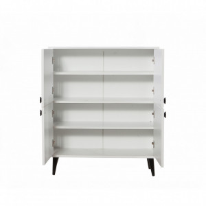 Comoda Model Swan, Alb/Negru, 95x36x111 cm - Img 5