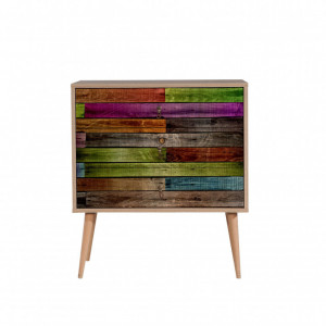 Comoda Model Trio, Stejar sonoma/Multicolor, 80x40x90 cm - Img 4