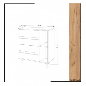 Comoda Model Tsela, Stejar/Alb, 70x40x86 cm - Img 4