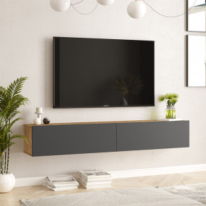 Comoda TV de perete Dello culoare antracit - sonoma 180x31.6x29.6cm - Img 3