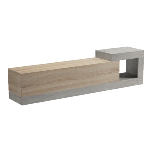 Comodă TV Flato, stejar sonoma/gri-bej, 150x29.5x38.5 cm - Img 4