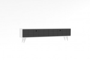Comoda TV Salvador, Model Alberi, 160x35x25 cm, Antracit/Alb - Img 3