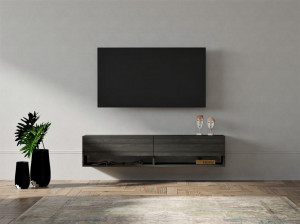 Comoda TV Salvador, Model Arges, 141x31x30 cm, Antracit - Img 1