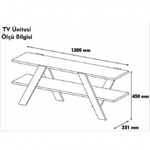 Comoda TV Salvador, Model Basic, 120x45x33.1 cm, Alb/Nuc - Img 5