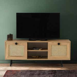 Comoda TV Salvador, Model Begonya140, 140x60x40 cm, Stejar/Negru - Img 1