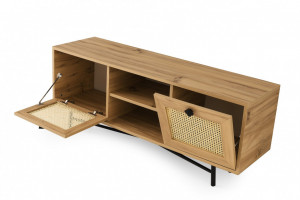 Comoda TV Salvador, Model Begonya140, 140x60x40 cm, Stejar/Negru - Img 5