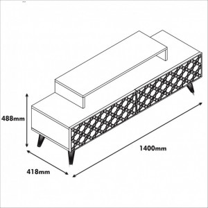 Comoda TV Salvador, Model City, 140x48.8x41.8 cm, Nuc/Galben - Img 4
