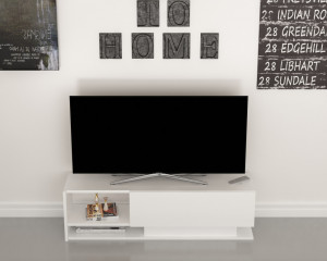 Comoda TV Salvador, Model Damla, 120x35x31.8 cm, Alb - Img 3