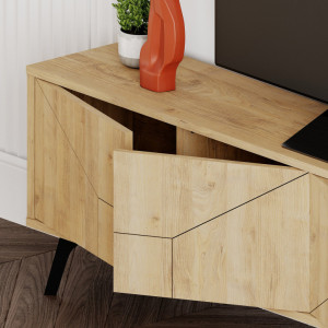 Comoda TV Salvador, Model Dune, 180x50x29.6 cm, Stejar - Img 4
