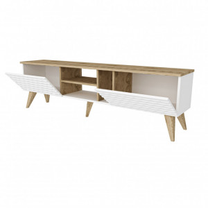 Comoda TV Salvador, Model Egg, 180x53x35 cm, Alb/Nuc - Img 4