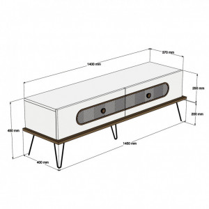 Comoda TV Salvador, Model Ekol, 145x45x40 cm, Alb - Img 5