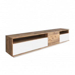 Comoda TV Salvador, Model FR5, 180x44.6x44.5 cm, Pin Atlantic/Alb - Img 6