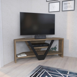 Comoda TV Salvador, Model Karin, 90x36.8x35 cm, Nuc/Negru - Img 2