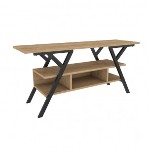 Comoda TV Salvador, Model Minerva, 120x55x35 cm, Negru/Stejar - Img 4