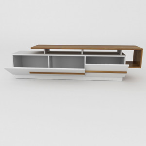 Comoda TV Salvador, Model Pia, 180x46.4x38.9 cm, Nuc/Alb - Img 5