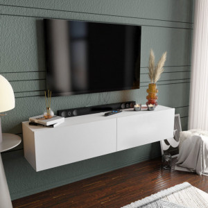 Comoda TV Salvador, Model Poling, 159.7x34.1x36.8 cm, Alb - Img 2
