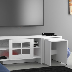 Comoda TV Salvador, Model Revival, 150x54x42 cm, Alb - Img 3