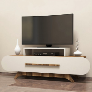 Comoda TV Salvador, Model Rose, 145x49.8x36.8 cm, Nuc/Crem - Img 1
