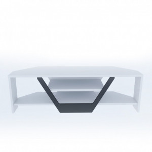 Comoda TV Salvador, Model Sares, 120x36.8x35 cm, Alb/Negru - Img 7