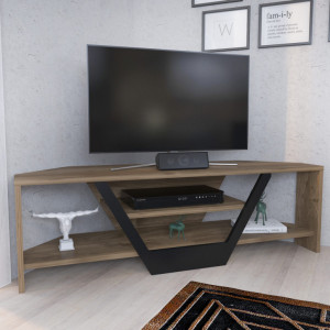Comoda TV Salvador, Model Sares, 120x36.8x35 cm, Nuc/Negru - Img 2
