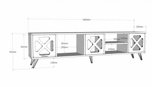 Comoda TV Salvador, Model Sinef, 180x45.7x29.5 cm, Alb - Img 4