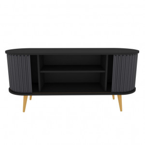 Comoda TV Salvador, Model Stor, 140x64x43 cm, Negru/Antracit - Img 2