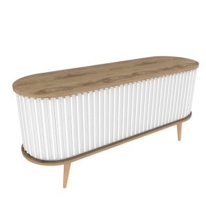 Comoda TV Salvador, Model Stor, 140x64x43 cm, Stejar/Alb - Img 11