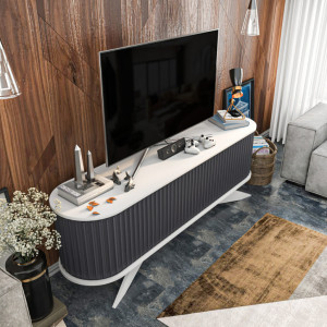 Comoda TV Salvador, Model Stor, 180x60x43 cm, Antracit/Alb - Img 8