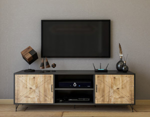 Comoda TV Salvador, Model Venüs, 160x56x40 cm, Antracit/Nuc