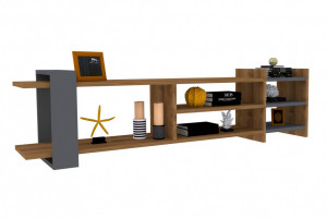 Comoda TV Salvador, Model Zeyna, 156x40x29.6 cm, Stejar/Gri - Img 2