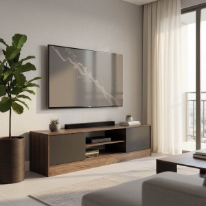 Comodă TV Sasa, stejar/anthracit, 150x35x41.5 cm