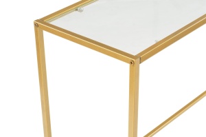 Consola Model Canvas, Auriu, 100x30x80 cm, blat sticla securizata - Img 7