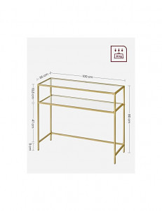 Consola Model Hendrix, Auriu, 100x35x80 cm, blat sticla securizata - Img 4