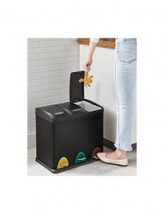 Cos de reciclare, Songmics, 3 x 8L, LTB24BK, Negru - Img 7
