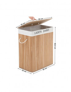Cos de rufe, Songmics, Lemn, Natural, LCB64Y, 100L, 52 x 32 x 62 cm - Img 4