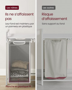 Cos de rufe, Vasagle, Alb, 73x33x71 cm - Img 5