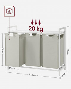 Cos de rufe, Vasagle, Alb, 92.5×33×72 cm - Img 6