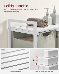 Cos de rufe, Vasagle, Alb, 92.5×33×72 cm - Img 4