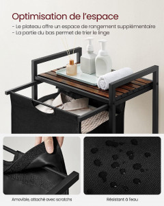 Cos de rufe, Vasagle, Maro-Negru, 50x33x76 cm - Img 3
