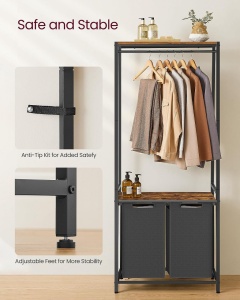 Cos de rufe, Vasagle, Maro-Negru, 73x33x175 cm - Img 7
