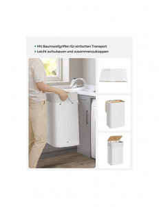 Cos pentru rufe, Songmics, 72 L, Alb, LCB010W01, 40 x 30 x 60 cm - Img 5